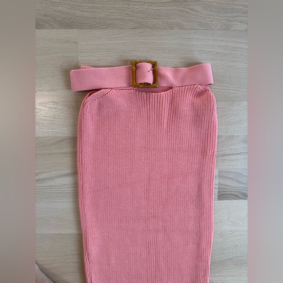 JLUXLABEL Peach Bodycon Knit Maxi Skirt with Cutouts and Belt Women’s size M - Picture 4 of 12